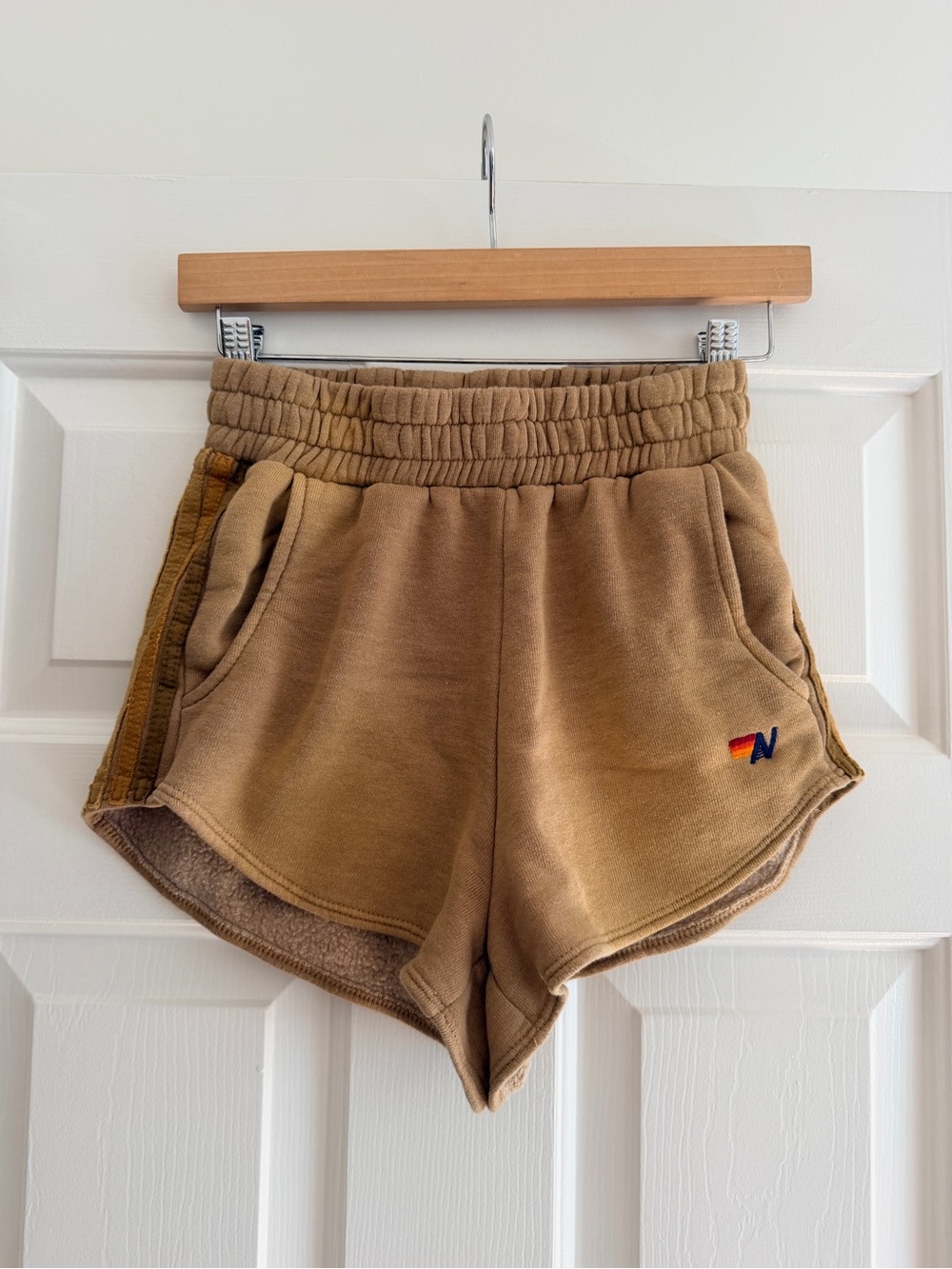 Aviator Nation Fleece Drawstring Shorts - Tan
